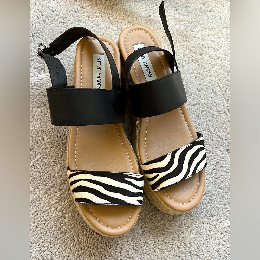 Brand new Zebra print Steve Madden platform sandals